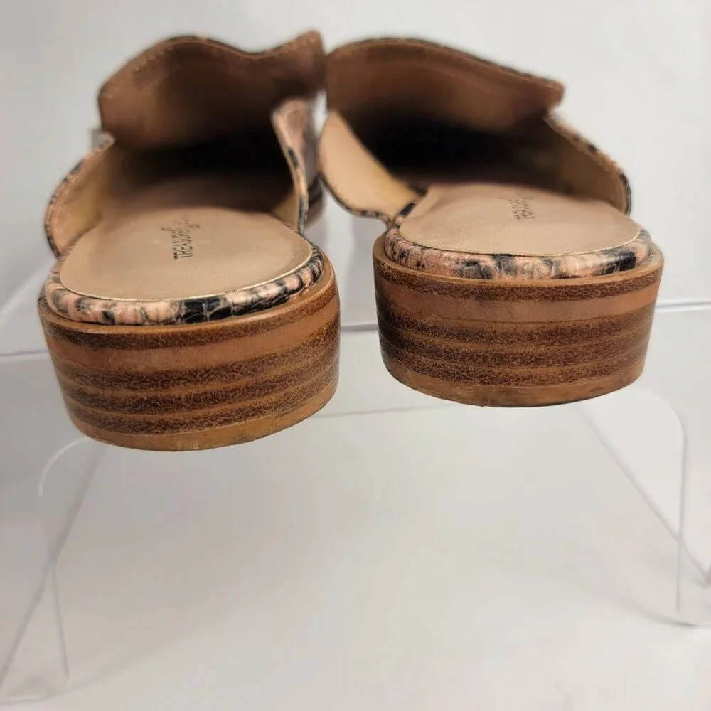 Treasure & Bond Womens 6.5 Tan Snake Print Slip On Mules‎ Business Casual Office
